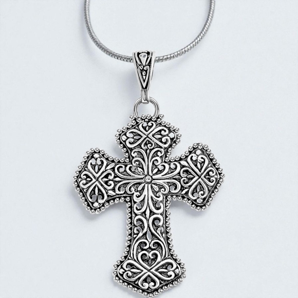 Handmade Sterling Silver Cross Pendant without Chain 5.74 Grams - Picture 1 of 4